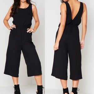 Missy Empire Sammy Black Tie Waist Jumpsuit